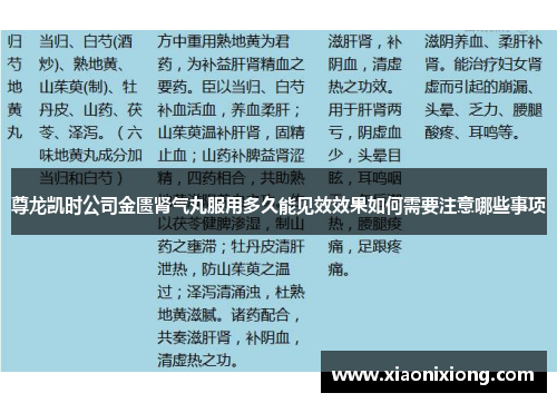 尊龙凯时公司金匮肾气丸服用多久能见效效果如何需要注意哪些事项